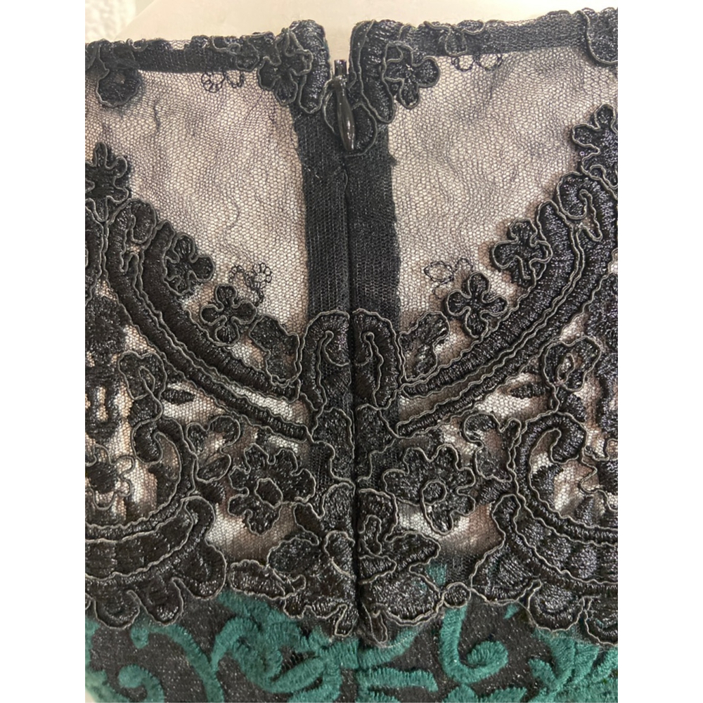 Adrianna Papell Green and‎ Black Lace Midi Dress Size 2 - Picture 7 of 11